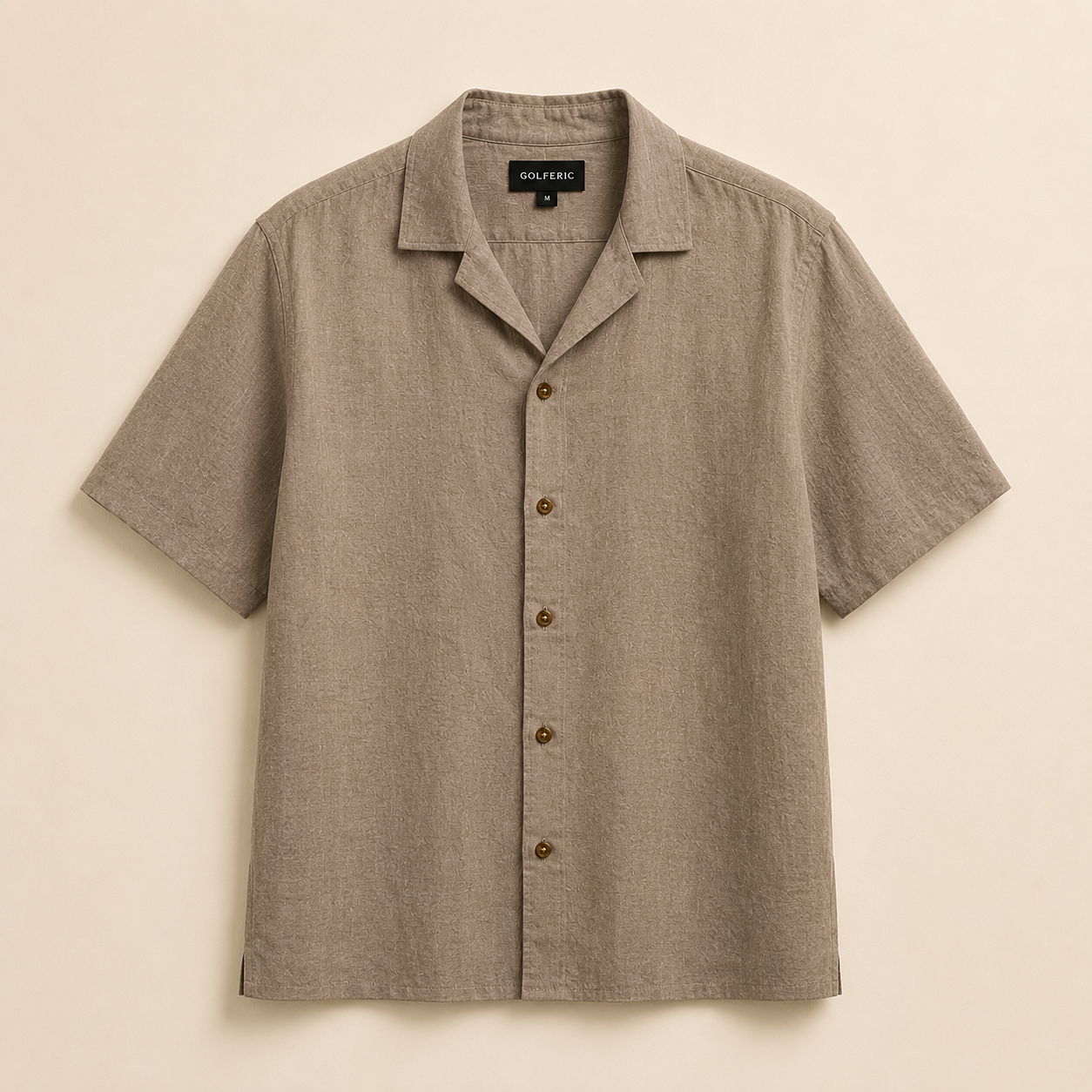 Camp Collar Linen Shirt Taupe main image