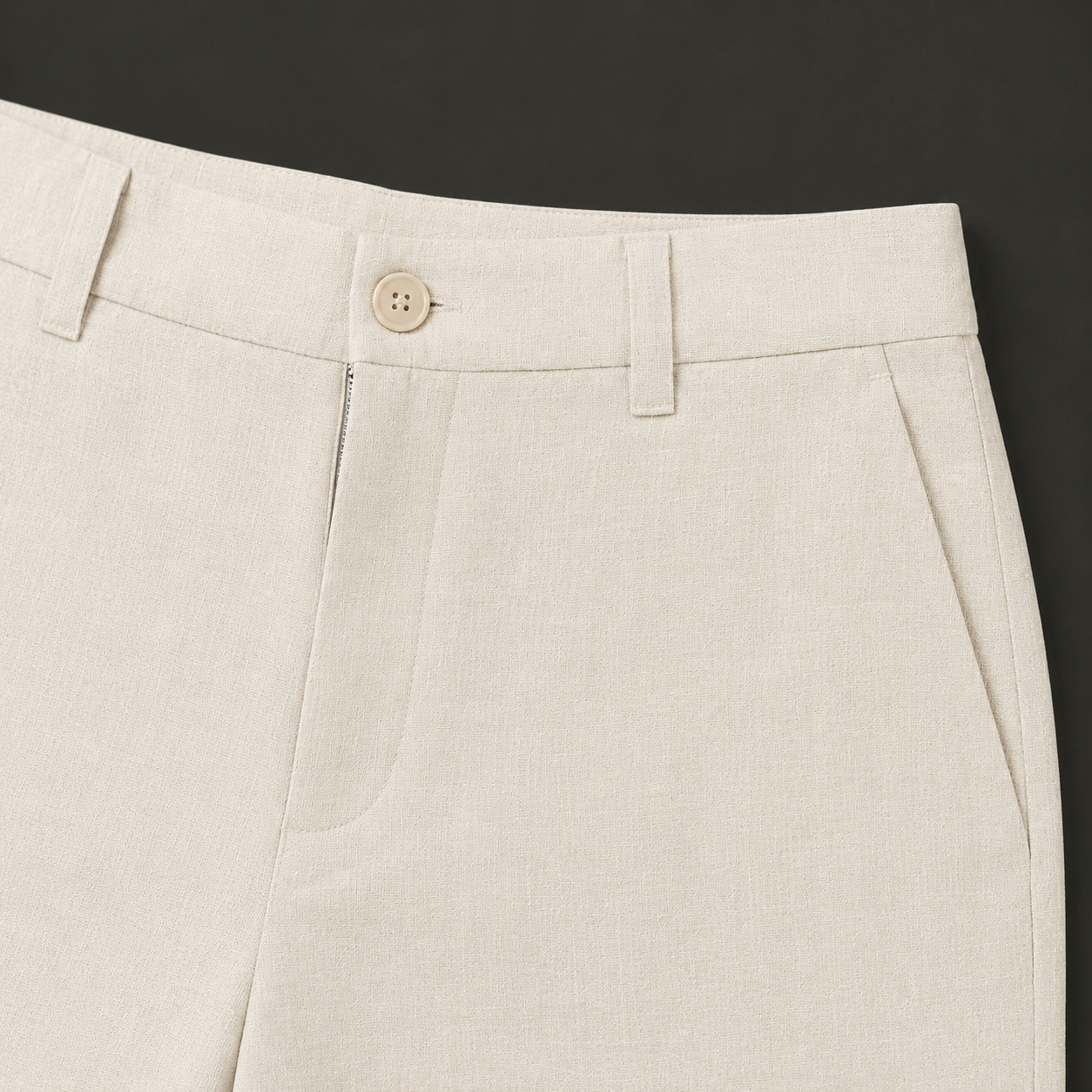 Linen Blend Shorts Ivory detail image