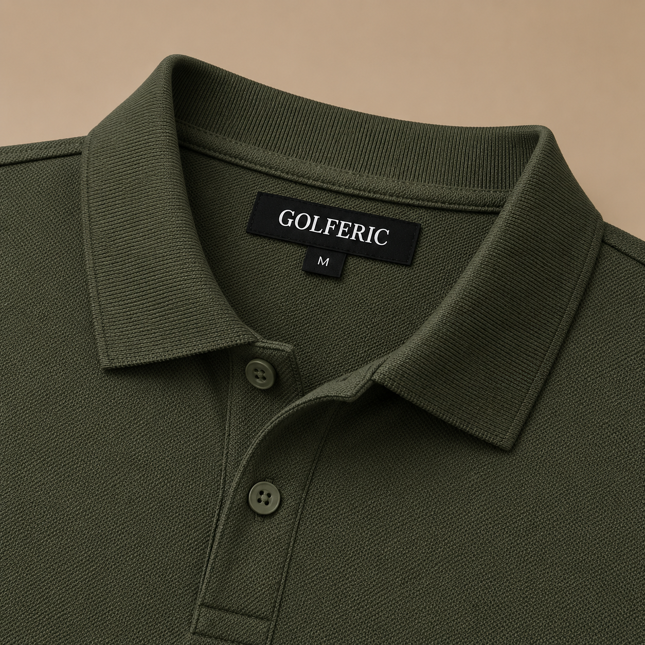 Classic Pique Polo Olive detail image
