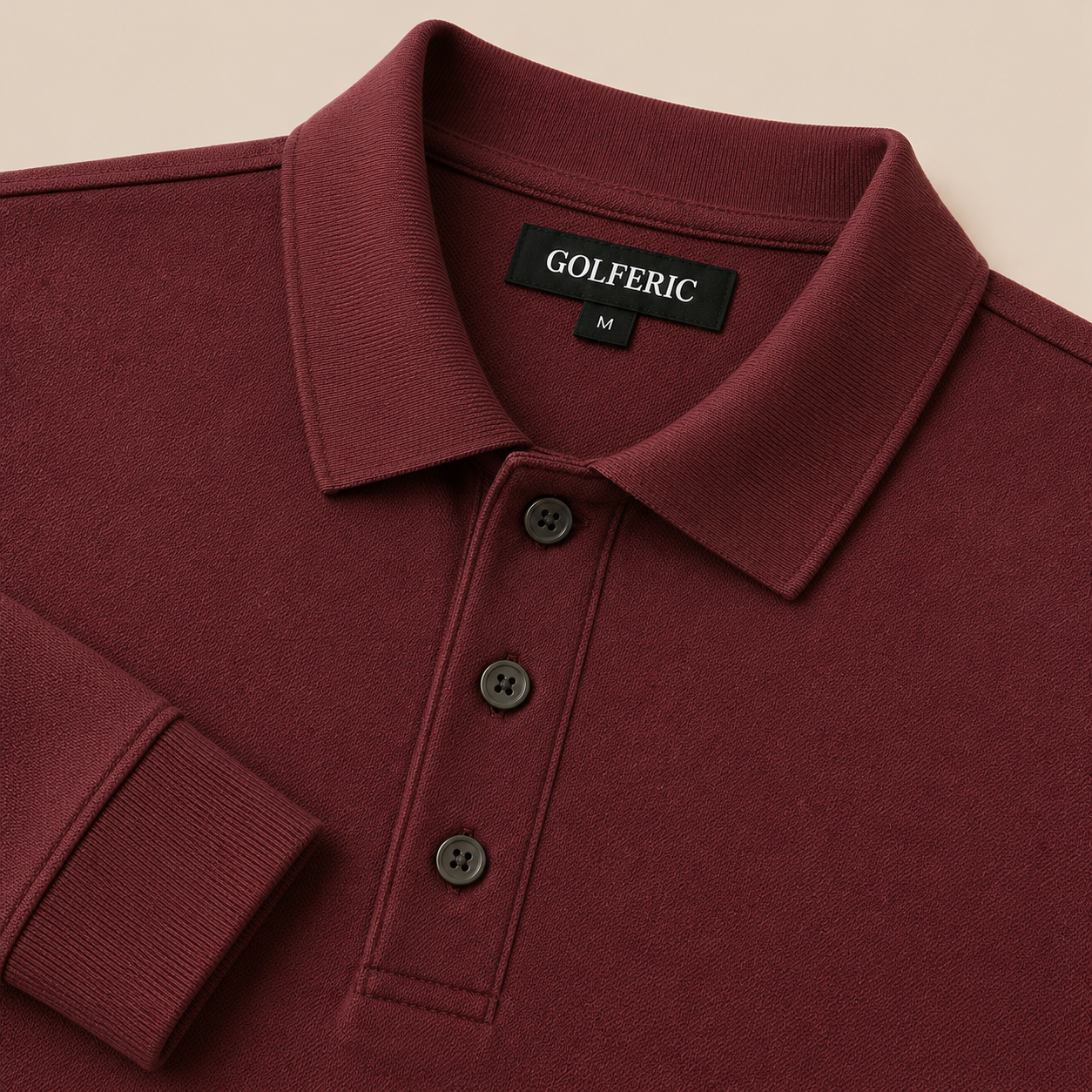 Long Sleeve Polo Burgundy detail image